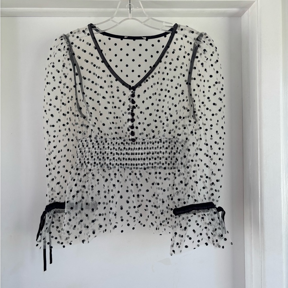 Polka Dot Sheer Black and White Women's Top
